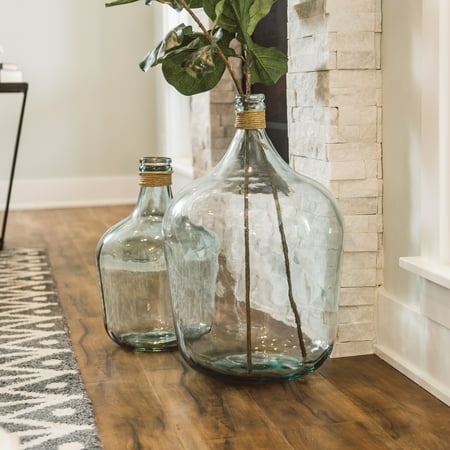 glass vase bottles recycled clear floor mercer jug decorating hayneedle oversized vases bottle fresh space interior twine fireplace leaves chic