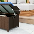 thumbnail image 4 of Outsunny Storage Bench Rattan Wicker Garden Deck Box Bin with Interior Waterproof Bag and Comfy Cushion, Navy Blue, 4 of 9