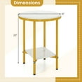 thumbnail image 3 of Gymax Table d'Appoint Ronde à 2 Niveaux de 16 Pieds' avec Tablette de Rangement, Cadre en Métal Doré pour Salon, 3 of 9