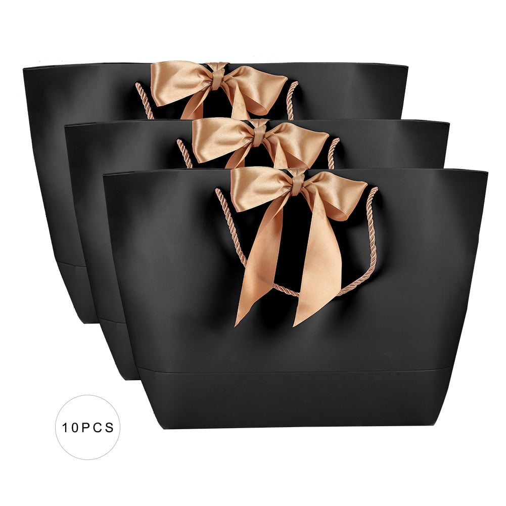 10pcs Black Luxury Kraft Paper Gift Carry Shopping Bags Bulk 8 Various Sizes 