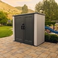 thumbnail image 3 of Lifetime Polyethylene Utility Storage Shed, 19.5 sq. ft., 6.3ft x 3.6ft x 5.7ft., Tan, (60492U), 3 of 12