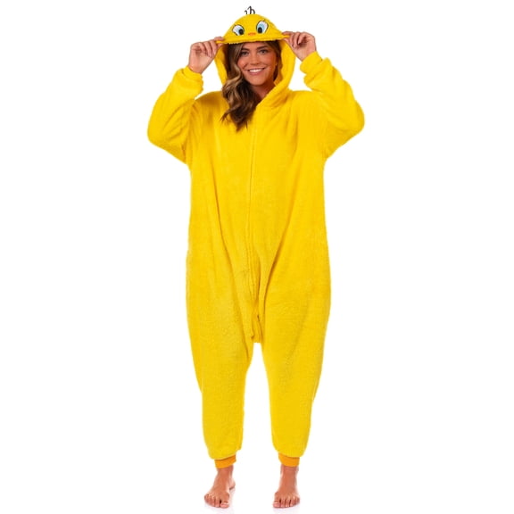 Looney Tunes Women's Tweety Bird Kigurumi Union Suit Hooded Costume Loungewear Pajama