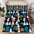 thumbnail image 2 of Feelyou Merry Christmas Child Full Size Sheets, Magic Santa Claus Bed Sheets, Xams Tree Lodge Cabin Sheet Sets, Breathable Home Decor, 4-Piece, 2 of 7