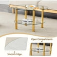 thumbnail image 5 of Gold Round Glass Coffee Table for Living Room, 27.5" Mordern Sofa Center Tables Clear Tempered Glass Stainless Steel Leg, Small Circle Coffee Table, Gold, 5 of 9