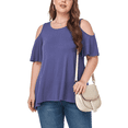 thumbnail image 2 of JuneFish Women's Plus Size Cold Shoulder Tunic Top Summer Short Sleeve Blouse, 2 of 7