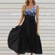 thumbnail image 1 of ICHUANYI Clearance Summer Dresses For Women , Floral Print Sleeveless V Neck Dress Pleated Flowy Dresses(Blue, L) ICHUANYI WER2023081401637, 1 of 5