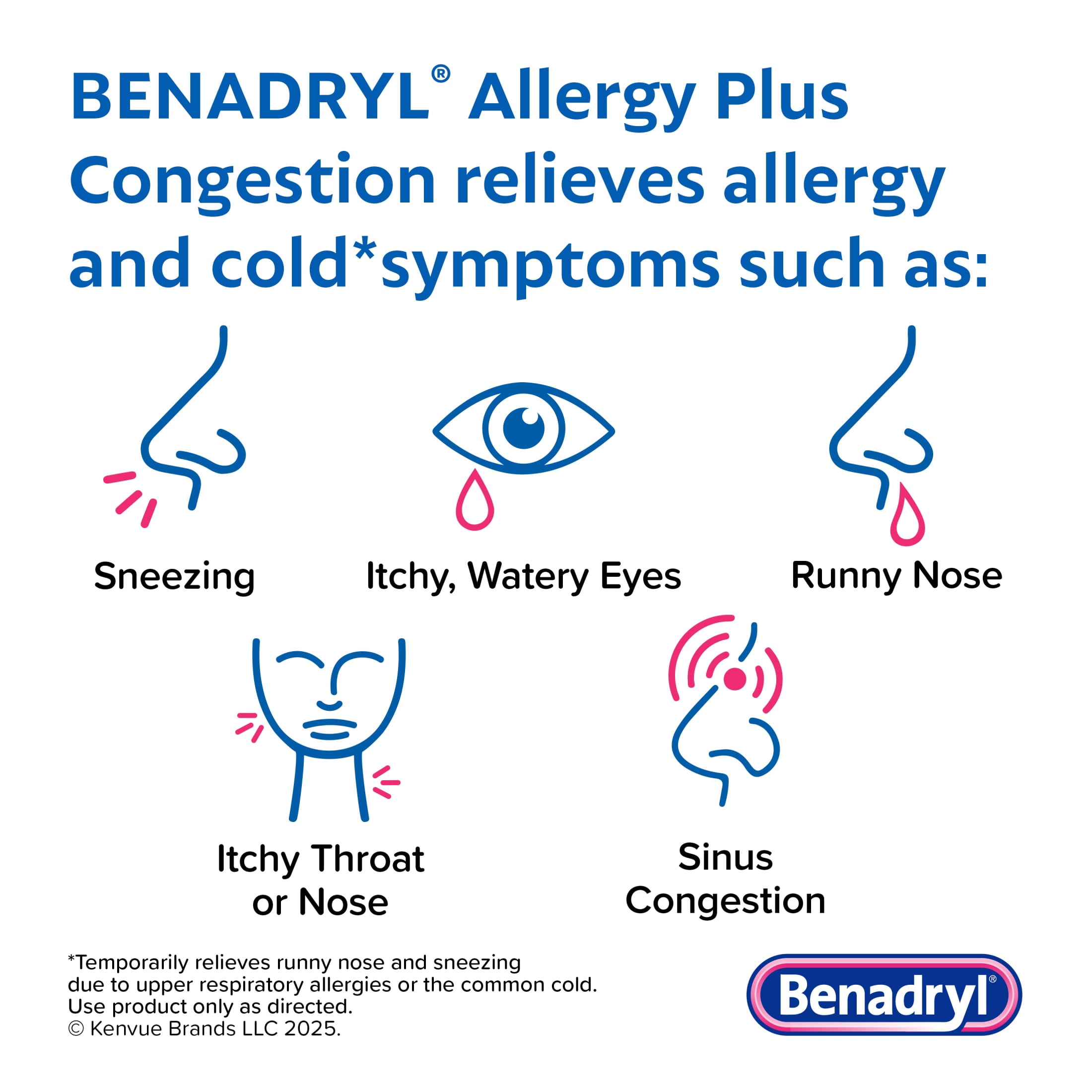 Benadryl Allergy Plus Congestion Ultratabs Allergy Medicine, 24 Count