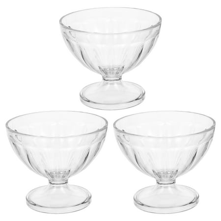 

3Pcs 170ml Footed Dessert Bowls Ice Cream Cup Fruits Salad Serving Bowl