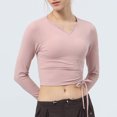 thumbnail image 2 of tarylea Women's Yoga Tops V Neck Drawstring Tops Long Sleeve Slim Fitted Shirts Casual Sports Shirts Athletic Tops, 2 of 6