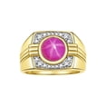 thumbnail image 1 of RYLOS Mens Rings 14K Yellow Gold Designer Round Gemstone &  Sparkling Diamond Ring Star Ruby July Birthstone Rings For Men, Men's Rings, Gold Rings Sizes 8 - 13, 1 of 7
