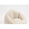 thumbnail image 5 of Round Bean Bag Chair with Ottoman, High Pressure Foam Lazy Sofa Chair with Footstool, Ultra Soft BeanBag Chair with Memory Sponge Filler, Floor Lounge Chair for Living Room, Bedroom, Beige, 5 of 8