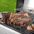 thumbnail image 3 of SOPOTUTU Stainless Steel Portable Rib Rack, Silver, Upright Design, Even Heat, Non-Stick, Home Barbecue Tool, 3 of 8