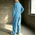 thumbnail image 7 of Tqcoqu Women's Button Front One Piece Jumpsuit, Collared Long Sleeve Loose Wide Leg One Piece Jumpsuit with Patch Pockets, 7 of 7