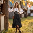 thumbnail image 5 of Womens Off Shoulder Renaissance Dress Bell Sleeves Vintage Medieval Peasant Long Dresses Halloween Pirate Costume(Black2XL), 5 of 6