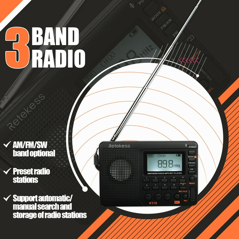 Retekess V115 Digital Radio AM FM, Portable Shortwave Radios
