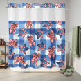 thumbnail image 6 of No Hook Shower Curtain, 250th Anniversary Shower Curtains for Bathroom with See Through Top Window, 4th of July Blue Red Stars Bow Plaid Waterproof & Washable Bath Curtain Long 72"x78", 6 of 9