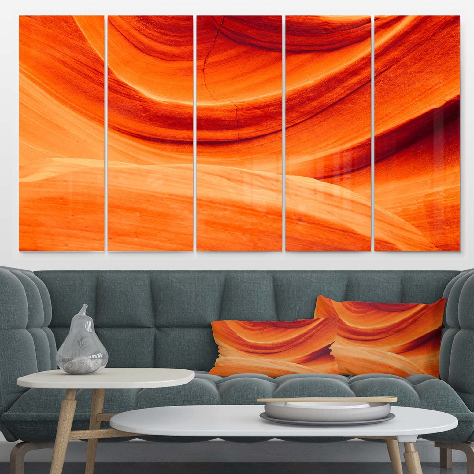 Designart 'Antelope Canyon Orange Wall' Metal Wall Art
