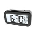 thumbnail image 2 of Reloj despertador digital con temperatura interior y silenciador para mesita de noche de dormitorio. Negro, 2 of 9