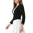 thumbnail image 4 of Allegra K Women's Cropped Notched Lapel Long Sleeve Blazer, 4 of 6