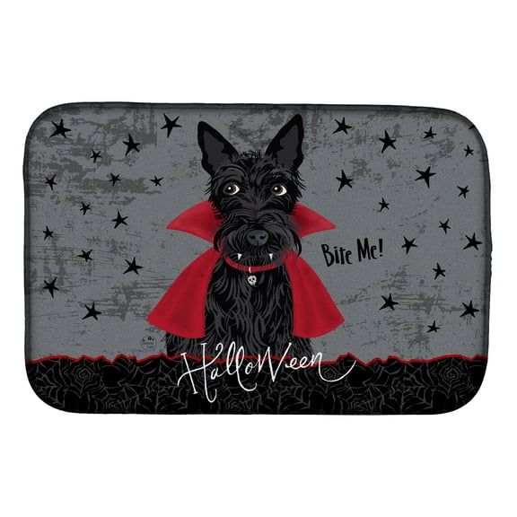 Halloween Vampire Scottie Dish Drying Mat