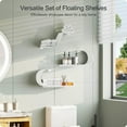 thumbnail image 4 of White Floating Shelves Set of 3, White Metal Wall Decor, Unique Wall Mounted Floating Shelf, Modern Long Wall Shelf, White Large Wall Shelves for Bedroom, Bathroom, Living Room, 4 of 14