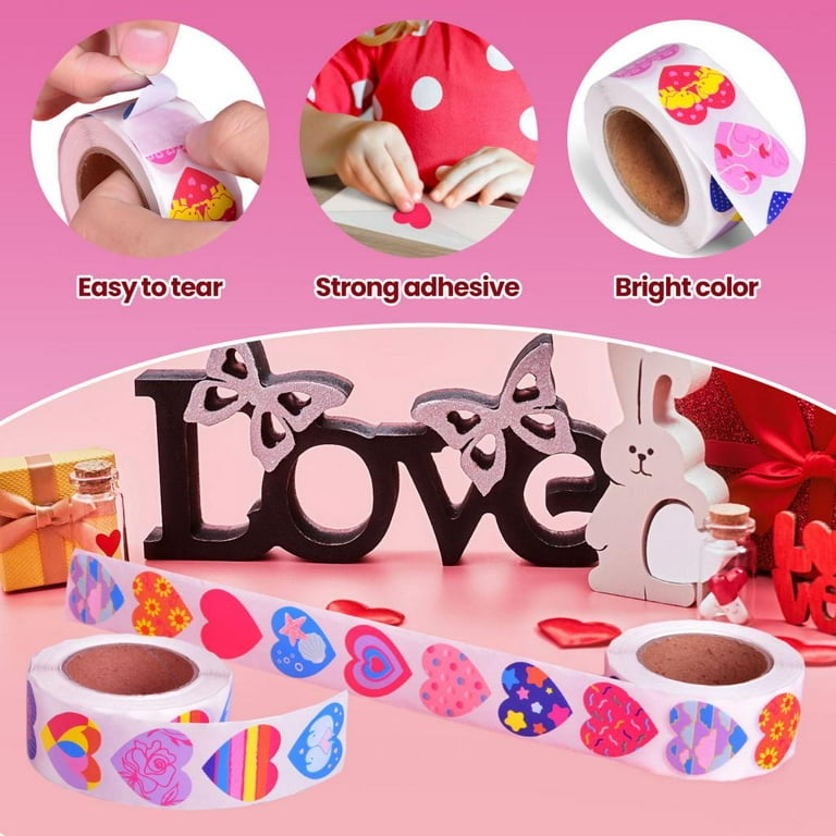  KatchOn, Cute Valentine Stickers for Kids - 500 Pieces, Heart  Stickers Roll, Happy Valentines Day Stickers for Kids, Conversation Hearts Bulk  Stickers
