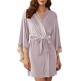 thumbnail image 1 of Lixiuxyad Soft Velvet Cozy Sleep Robe,Purple, 1 of 6