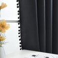 thumbnail image 4 of Flowpartex Pom Pom Energy Efficient Blackout Curtains, Set of 2 Solid Grommet Window Drapes for Kids Bedroom Living Room, Light Blocking Thermal Insulated, Black, 52"W x 95"L, 4 of 6