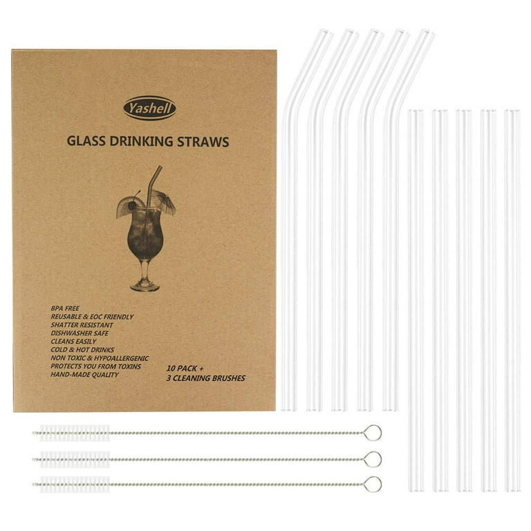 Glass Straws Clear 9 Inches X 10 Mm Drinking Straws Reusable