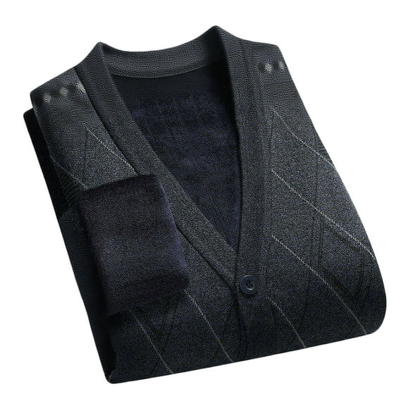qelini Mens Sweaters Cardigans V Neck Sweaters Solid Button down Long Sleeve Tops Thermal Casual Outerwear
