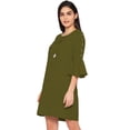 thumbnail image 2 of eloria Women's Midi Dress Bell Sleeve Key Hole Tie Neck Summer Dress Size: L | Color: Olive Green, 2 of 5