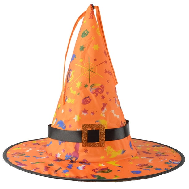 Txlixc Sombrero de Bruja para Adultos de Halloween con luz, Impresión de Calabaza/Fantasma Gorra de Ala Ancha Superior en Punta Accesorios de Disfraces para Fiesta de Disfraces Txlixc Moda