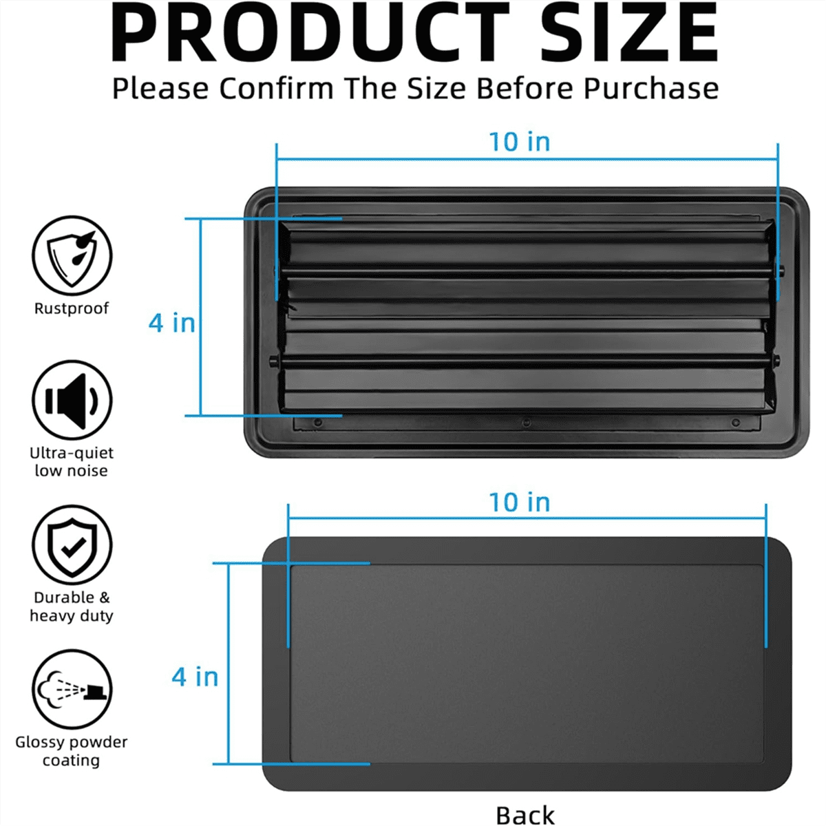 Floor Register 4 x 10 Inch with Strong Magnetic Vent Cover, AirVent Cover for Home Floor Wall or Celling for HVAC RV AC
