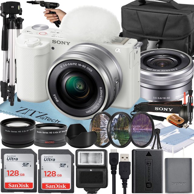 Cámara Vlog sin Espejo Zeetech Sony Alpha ZV-E10 Lente 16-50 mm Pack de 2 Tarjetas de Memoria 128 GB