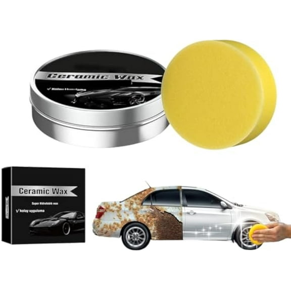Titanium Ceramic Wax Cream - Strong Protection Car Coating Polishing Wax, Improve the Gloss of Your Vehicle with Sponge, Car Care Polish, Car Paint Polishing Kit for All Cars (1PCS)