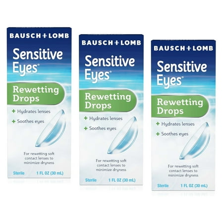 3 Pack - Bausch & Lomb Sensitive Eyes Rewetting Drops 1oz Each