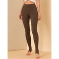 thumbnail image 4 of AllegK Leggings De Mujer Pantalones De Estribo De CintuElástiDe Color Sólido marrón XS, 4 of 6