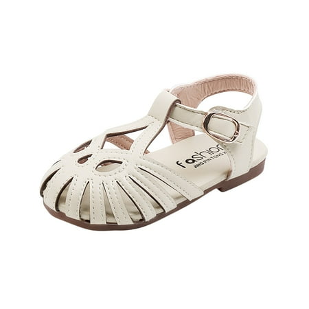 

Girls Boots Girls Summer Fashion Solid Color Soft Sole Toe Cap Hollow Sandals Toddler Girl Boots Size:18-24 Months