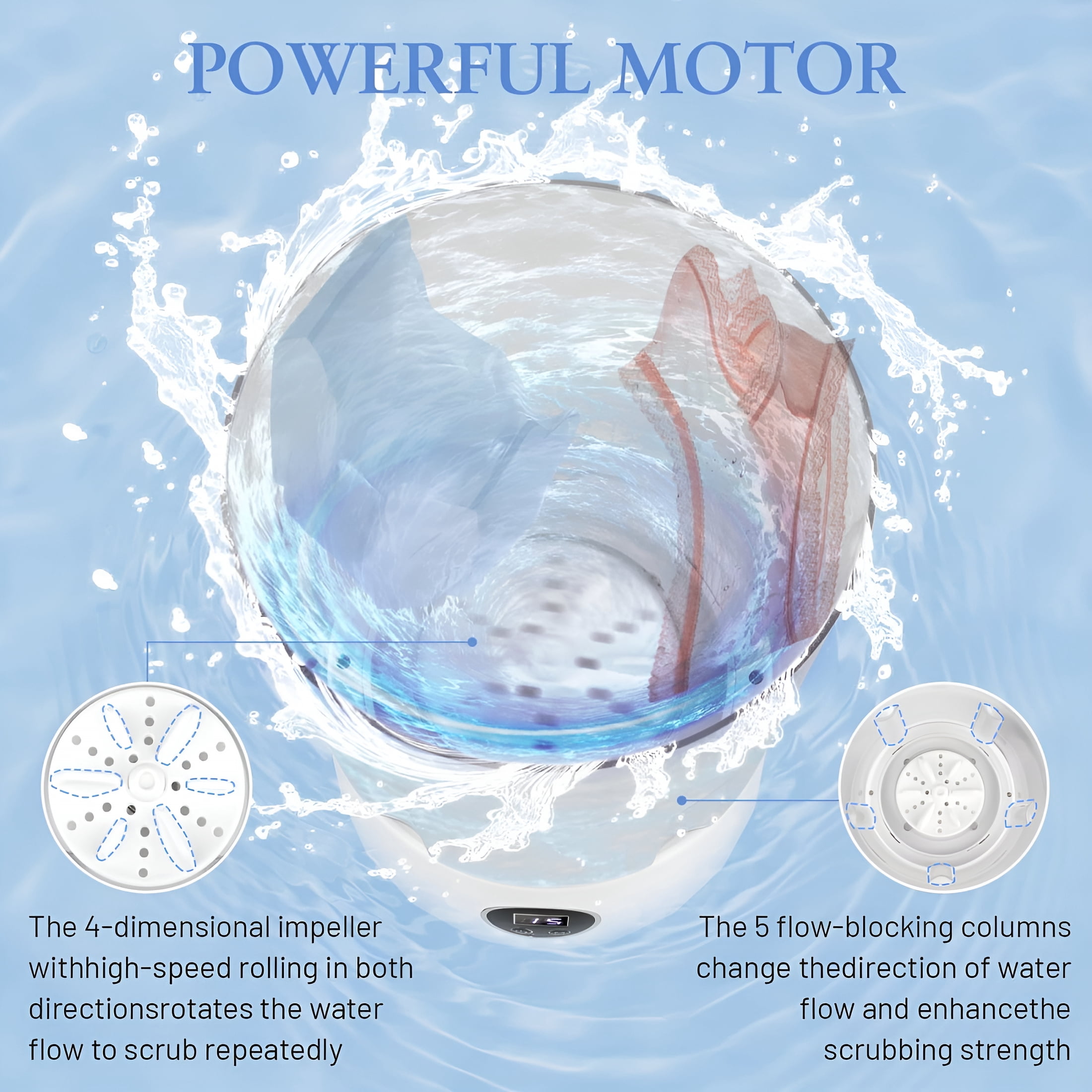HIBIBUD 2026 New Portable Underwear Washer Compact Rechargeable Mini Washing Machine with 1.5L Inner Tub 3 Wash Modes 3000Mah Battery Ideal for Travel Dormitory Use Mini Portable Washing Machine