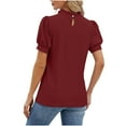 thumbnail image 3 of Njoeus Womens Summer Short Sleeve Work Dressy Blouse Plain Eyelet T-Shirt Ruffle Crewneck Shirts Loose Business Casual Tops S-XXL, 3 of 4