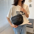 thumbnail image 1 of Bolso de pecho con múltiples bolsillos Bolso de sillín cruzado sólido de cuero para mujer (Negro), 1 of 7