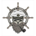 thumbnail image 3 of Skull Duvet Cover Set, Captain Pirate in Sailor Hat Beard and Nautical Theme Print Nautical, Decorative 3 Piece Bedding Set with 2 Pillow Shams, Calking Size, White Brown Grey, by Ambesonne, 3 of 3
