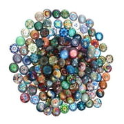 Eease 50pcs 20mm Printed Glass Cabochons Flatback Mosaic Tiles for Jewelry Making