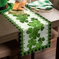 thumbnail image 3 of St Patrick''s Day Table Runner for Kitchen Dining Farmhouse Shamrock Dresser Scarves for Spring Decor Greening Buffalo Plaid Table Setting Decor Irish Shamrock Clover Green - 13.8 x 71 inches Long, 3 of 6
