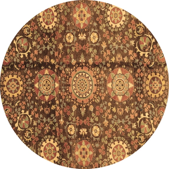 Ahgly Company Indoor Round Abstract Brown Modern Area Rugs, 6' Round
