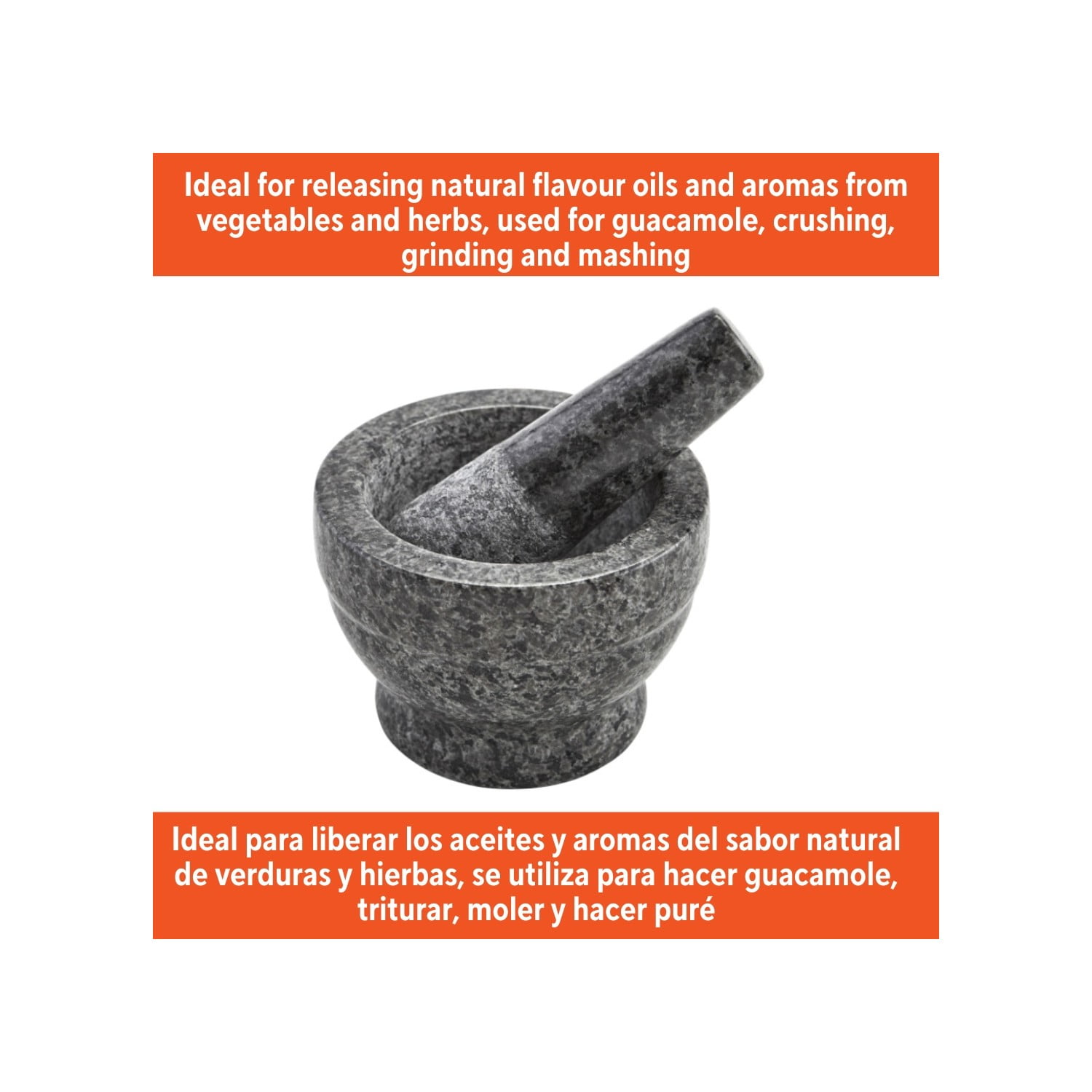 IMUSA  3.75in Polished Granite Mortar & Pestle