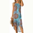 thumbnail image 1 of Nouveau Femmes Sans Manches Imprimé Floral Longue Robe Imprimé Plage Irrégulière Grande Robe de Balançoire, 1 of 1