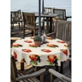 thumbnail image 2 of Outdoor Tablecloths with Umbrella Hole & Zipper, Cute Ladybugs Round Tablecloths 60 Inch, Spring Botanical Leaves Beige Waterproof Table Cloth, Patio/Pool/Picnic Table Covers, 2 of 8