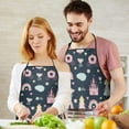 thumbnail image 5 of Dark Blue Princess Castle Pattern Apron-Garden Aprons for Women with Pockets-Cotton Linen Waterproof Kitchen Cooking Gardening Aprons Adjustable for Kitchen,Cooking,BBQ and Salon 33x27 Inch, 5 of 7