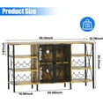 thumbnail image 2 of Wine Bar Storage Cabinet with Bottle Rack and Stemware Holder, Rustic Home Coffee Bar with LED Lighting, Metal Buffet Sideboard, Liquor Console Cabinet with Mesh Door for Living Room, 55.12" Brown, 2 of 7